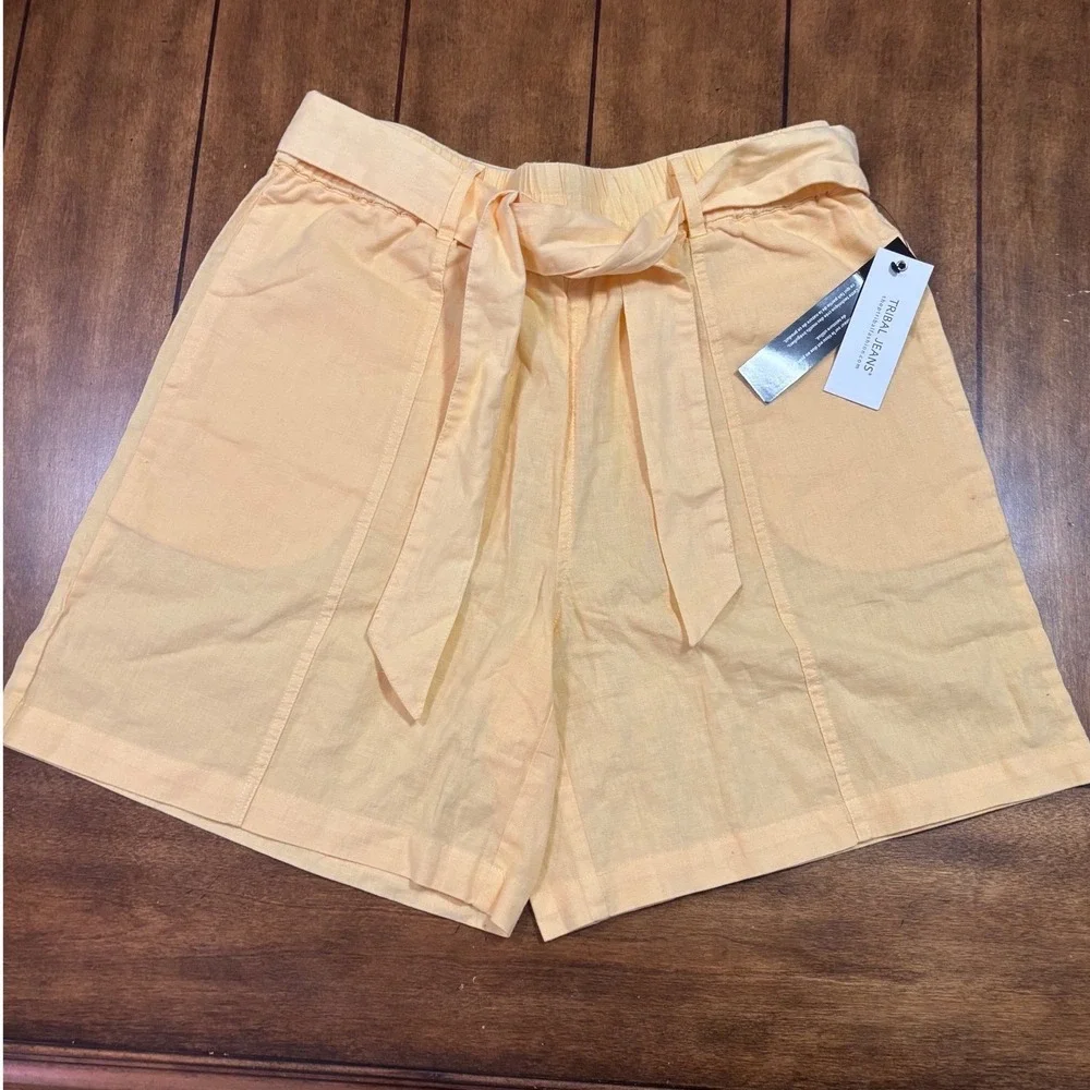 Tribal Jeans Soft Yellow‎ Tie-Waist Shorts Women's Casual Summer Medium